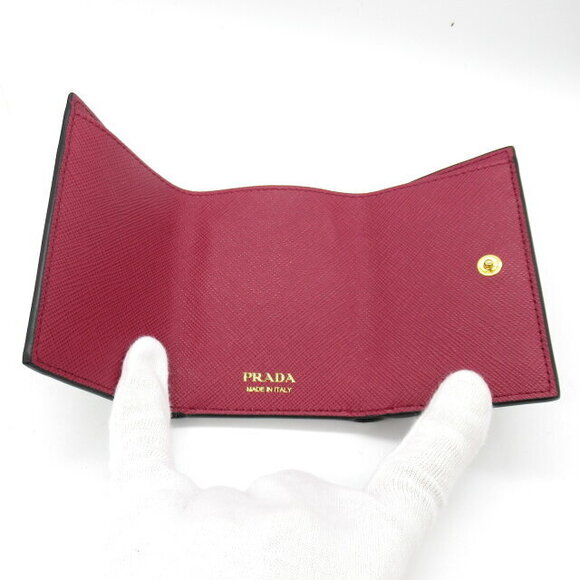 Prada Saffiano Leather Tri fold Wallet Black - Picture 4 of 10